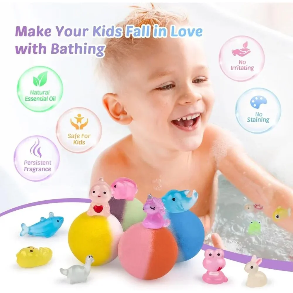 Bath Bombs for Kids with Toy Inside, 36 Pcs Bath Bombs with Glow in The Dark Din